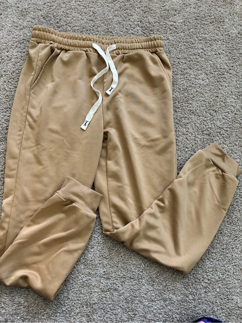 Neutral Camel Jogger Sweatpants with Drawstring